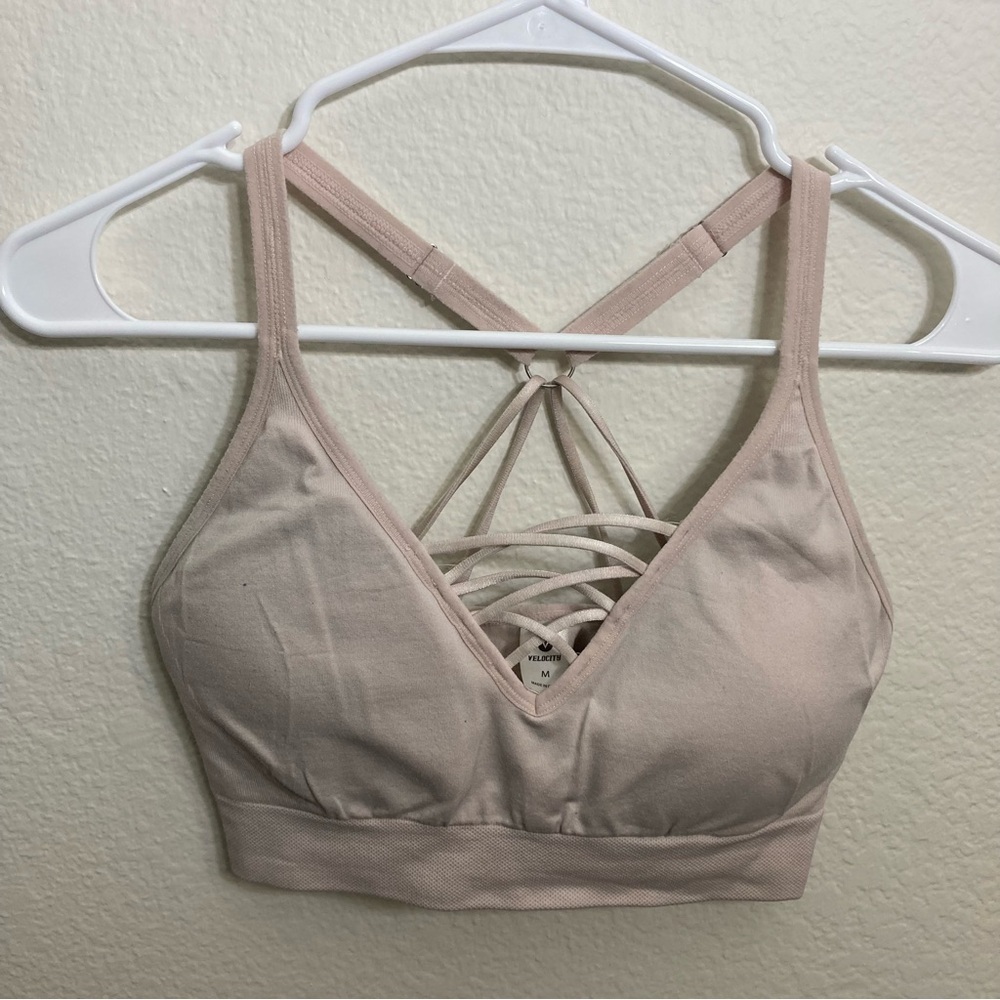 Velocity Strappy Sports Bra - Light Pink - Size Medium
